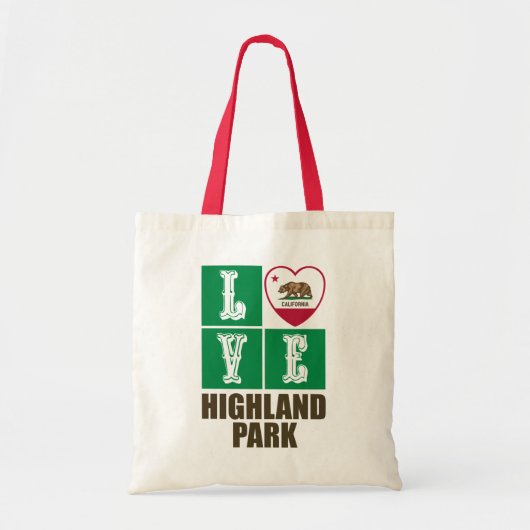 California State Flag Heart Highland Park Tote Bag (Voorkant)