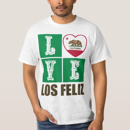 California State Flag Heart Los Feliz T-shirt (Voorkant)
