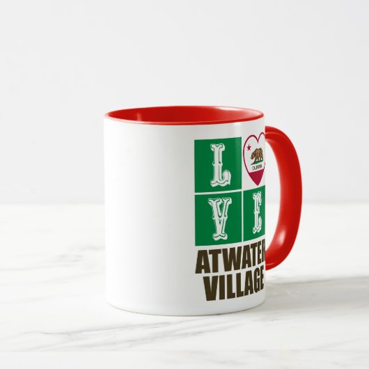 California State Flag Heart Love Atwater Village Mok (Voorkant rechts)