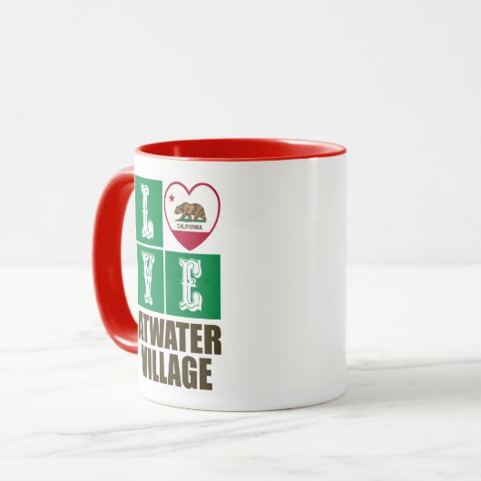 California State Flag Heart Love Atwater Village Mok (Voorkant links)