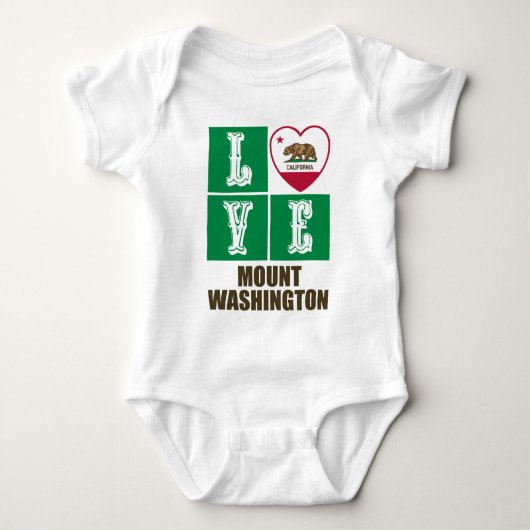 California State Flag Heart Love Mount Washington Romper (Voorkant)