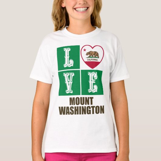 California State Flag Heart Love Mount Washington T-shirt (Voorkant)