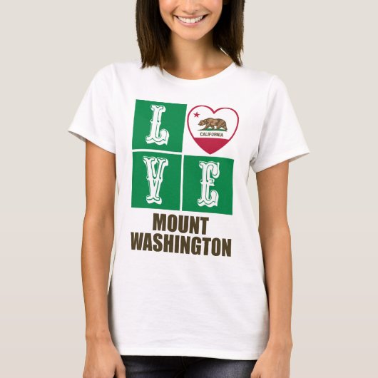 California State Flag Heart Love Mount Washington T-shirt (Voorkant)
