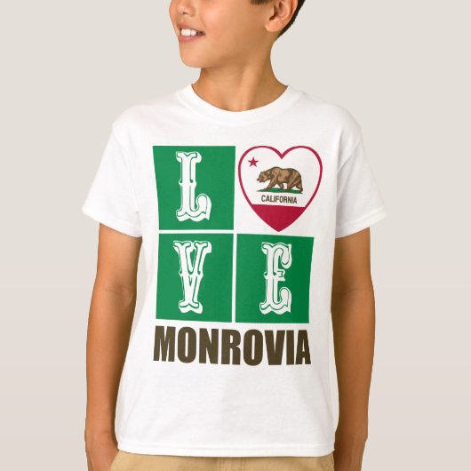 California State Flag Heart Monrovia T-shirt (Voorkant)
