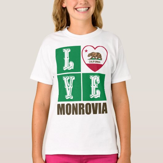 California State Flag Heart Monrovia T-shirt (Voorkant)