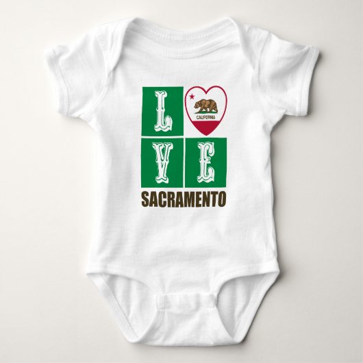 California State Flag Heart Sacramento Romper (Voorkant)