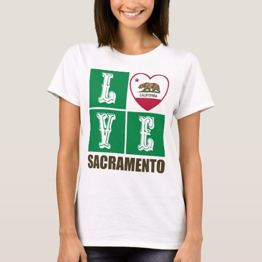 California State Flag Heart Sacramento T-shirt (Voorkant)