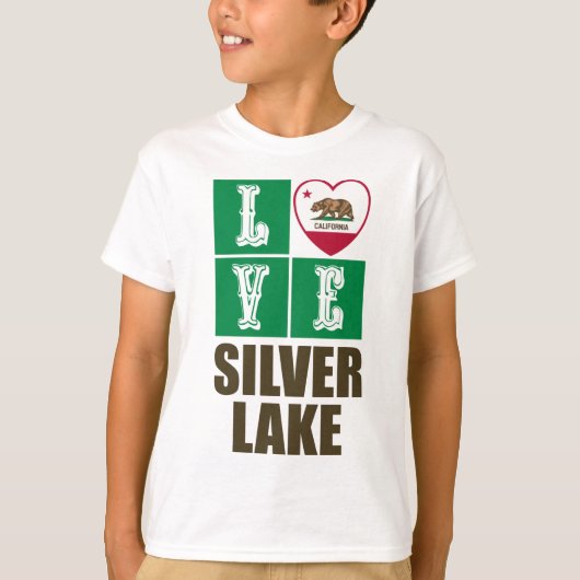 California State Flag Heart Silver Lake T-shirt (Voorkant)
