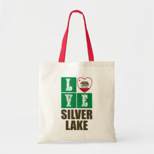California State Flag Heart Silver Lake Tote Bag