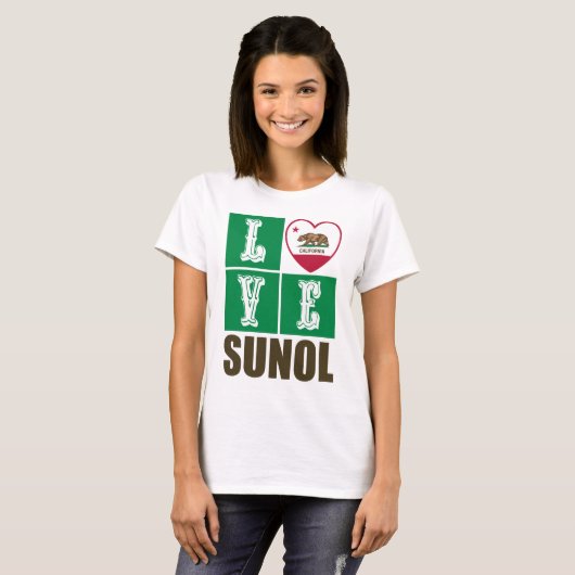 California State Flag Heart Sunol T-shirt (Voorkant volledig)