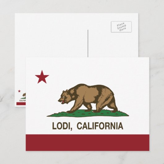 California State Flag Lodi Briefkaart (Voorkant / Achterkant)