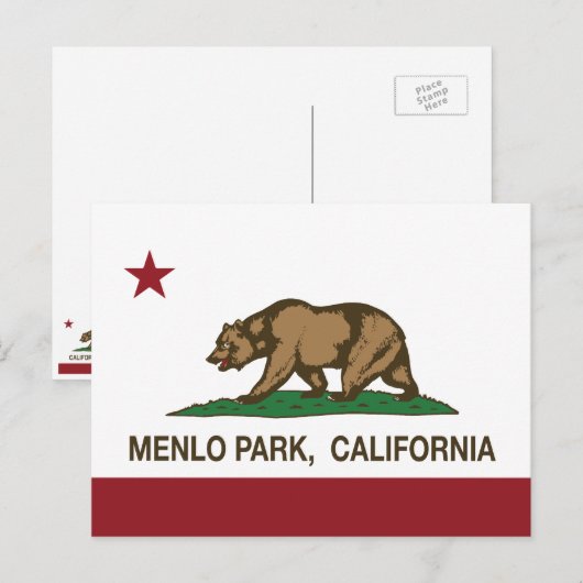 California State Flag Menlo Park Briefkaart (Voorkant / Achterkant)