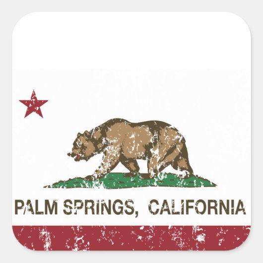 California State Flag Palm Springs Vierkante Sticker (Voorkant)