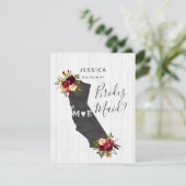 California State Floral, je wordt mijn bruidsmeisj Kaart (Staand voorkant)