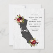 California State Floral, je wordt mijn bruidsmeisj Kaart (Achterkant)