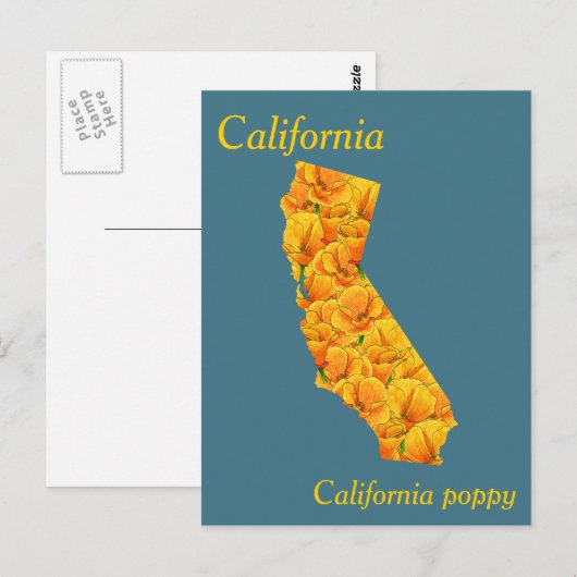 California State Flower Collage Map Briefkaart (Voorkant / Achterkant)