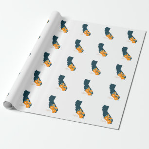 California State Flower Poppy Silhouette Floral Cadeaupapier