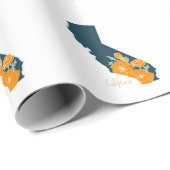 California State Flower Poppy Silhouette Floral Cadeaupapier (Rol Hoek)