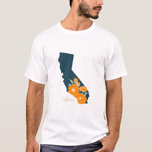 California State Flower Poppy Silhouette Floral T-shirt (Voorkant)