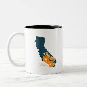 California State Flower Poppy Silhouette Floral Tweekleurige Koffiemok