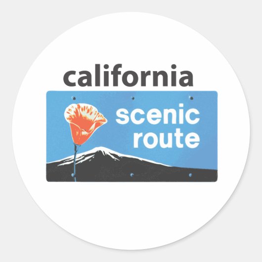 California State Highway Schilderachtig route verk Ronde Sticker (Voorkant)