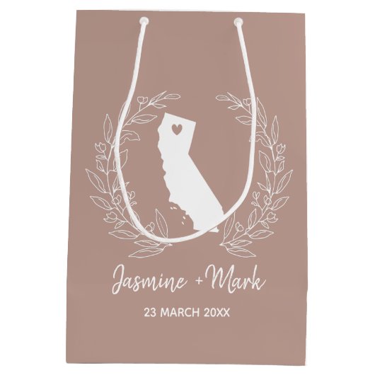 California State-kaart bestemming bruiloft gunsten Medium Cadeauzakje (Achterkant)