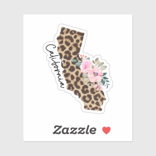 California State Leopard Print met bloemen Sticker (Vel)