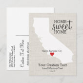 California State Liefdeskaart Home Sweet Home Aang Aankondigingskaart (Voorkant / Achterkant)