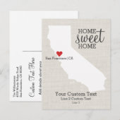 California State Liefdeskaart Home Sweet Home Aang Aankondigingskaart (Voorkant / Achterkant)