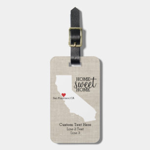 California State Love Home Sweet Home Custom Map Bagagelabel