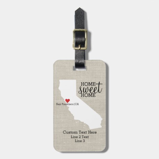 California State Love Home Sweet Home Custom Map Bagagelabel (Voorkant verticaal)