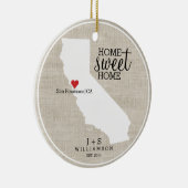California State Love Home Sweet Home Custom Map Keramisch Ornament (Rechts)