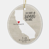 California State Love Home Sweet Home Custom Map Keramisch Ornament (Links)