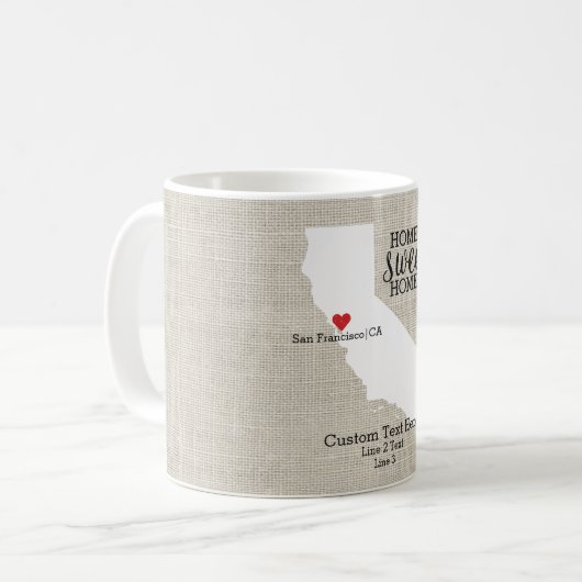 California State Love Home Sweet Home Custom Map Koffiemok (Voorkant links)