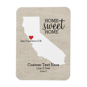 California State Love Home Sweet Home Custom Map Magneet