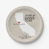 California State Love Home Sweet Home Custom Map Papieren Bordje (Voorkant)