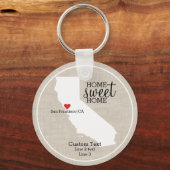 California State Love Home Sweet Home Custom Map Sleutelhanger (Achterkant)