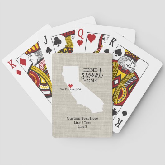 California State Love Home Sweet Home Custom Map Speelkaarten (Achterkant)