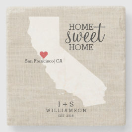 California State Love Home Sweet Home Custom Map Stenen Onderzetter