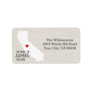 California State Love Map Home Sweet Home Custom Etiket