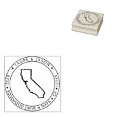 California State Map Address Wood Art Stempel (Gestempeld)
