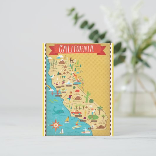 California State Map Briefkaart (Staand voorkant)