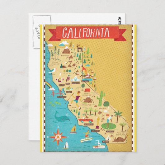 California State Map Briefkaart (Voorkant / Achterkant)