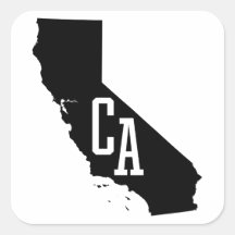 California State Map CA Afkorting Stickers