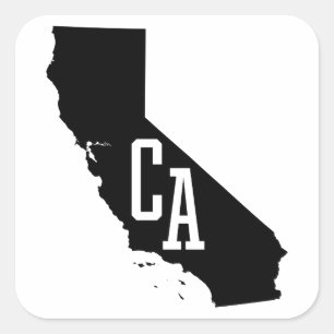 California State Map CA Afkorting Stickers