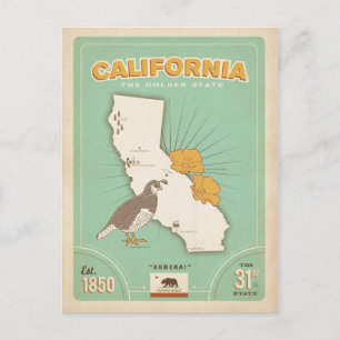 California State Map   Golden State Briefkaart