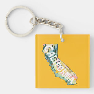 California State Map Illustration Sleutelhanger