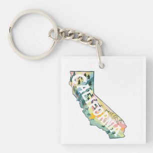 California State Map Illustration Sleutelhanger