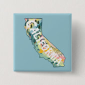 California State Map Illustration Vierkante Button 5,1 Cm (Voorkant)