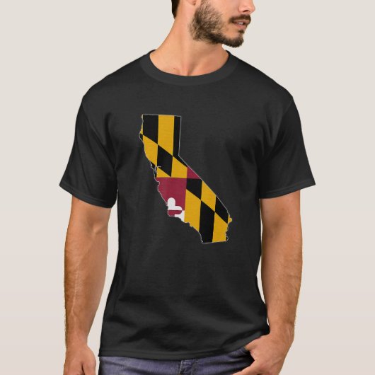 CALIFORNIA STATE MAP MARYLAND MD Flag Roots Mannen T-shirt (Voorkant)